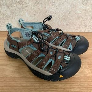 Women’s Size 7 Keen Newport H2 Active Sandals Brown Teal Hiking Water Outdoors